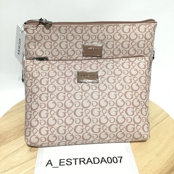 Guess Cosmetic Travel Make Up Toiletry Pouch Bag Junction Travel 2Pcs Blush/Pink - Picture 2 of 8